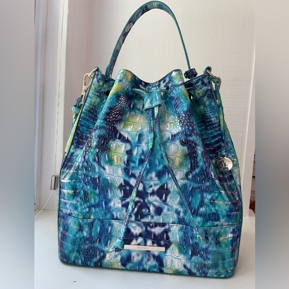 Brahmin Vibrant Blue and Green Shoulder Bag